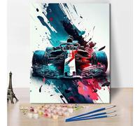 TISHIRON Racing Paint by Numbers F1 Racing Paint by Numbers for Adults Beginner DIY Car Oil Painting Kit for Adults with Brushes and Acrylic Pigment Crafts Wall Decoration 16x20inch