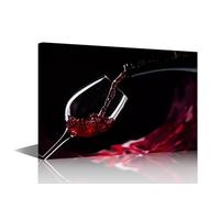 TISHIRON Red Wine Wall Art Red Wine in The Glass Poster Art Prints Modern Food Pictures Artwork Stretched Canvas and Framed Wall Decorations for Home Living Room Office Ready to Hang 24x16 in