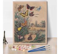 TISHIRON Retro Paint by Number, Butterfly Plant Paint by Numbers, Adult Paint by Number Kits on Canvas, Color by Number Painting by Numbers,DIY Oil Number Painting Canvas Arts for Adults, 40X50cm