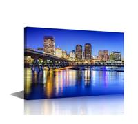 TISHIRON Richmond Virginia Canvas Wall Art Downtown Skyline on the James River Poster Prints Canvas Art Print for Living Room Bedroom Office Wall Decor Framed Ready to Hang24x36in
