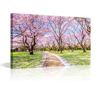 TISHIRON Sakura Tree Wall Paintings for Living Room Japan Scenery Pictures Print On Canvas Landscape Wall Art Bedroom Wall Decoration Office Wall Art Giclee Framed Ready to Hang - 24x16in