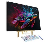 TISHIRON Sea Turtle Framed Paint by Numbers for Adults Beginner and Kids Animals DIY Paint by Number Kits on Canvas with Brushes Oil Hand Painting Canvas Gifts Art Crafts 16"x20"