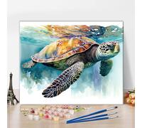 TISHIRON Sea Turtle Paint by Numbers, Abstract Paint by Number, Adult Paint by Number Kits on Canvas Tortoise Paintwork with Paintbrushes, 16"x20" Paint by Numbers Art Crafts