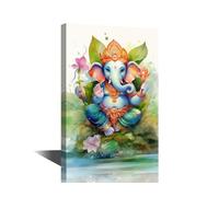 TISHIRON Shree Ganesha Wall Art Painting Ganesh Chaturthi Bedroom Living Room Wall Decor Hindu God Framed Modern Pictures India Religious Canvas Prints Artwork for Wall Decor Office 24x16 in