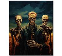 TISHIRON Skull DIY Oil Acrylic Painting Kit for Kids Terror Bloody Paint by Number for Adults on Canvas Drawing Paintwork Day of The Dead Party Wall Art Crafts Home Decor Gift 16x20inch no Frame