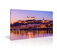 TISHIRON Slovakia Bratislava Panoramic Canvas Wall Art Canvas Print Slovakia Bratislava Skyline Picture for Bedroom 1 Piece Modern Artwork for Home Walls Framed Ready to Hang (16" Wx24 H)