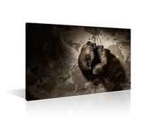 TISHIRON Sports Wall Decor Motivational Boxing Posters and Prints 1 Panels Old Boxing Gloves Hang Pictures Wall Decor for Bedroom Art Prints Framed Ready to Hang (12" Wx18 H)