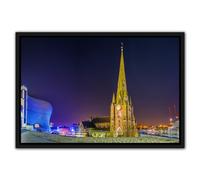 TISHIRON St. Martin’s Church, Birmingham in Minimalist Black Frame - The Bullring & Grand Central Perfect for Small Spaces, Shelves & Gallery Walls - 40x60cm Stretched Canvas Decor Ready to Hang
