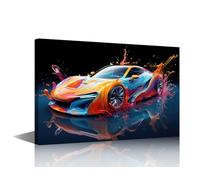 TISHIRON Supercar Canvas Prints Hypercar Wall Art Paintings Concept Car Posters Stretched Colorful Pictures for Living Room Modern Home Decor 1 Piece Framed Wall Decorations, 24x16in