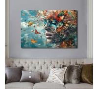 TISHIRON Surreal Pictures for Living Room Wall Decoration Human with Butterflies Canvas Prints Wall Art Modern Artwork for Home Walls Posters & Prints Stretched and Framed Ready to Hang, 60x90cm