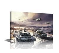 TISHIRON Tank Wall Art Canvas Boy Bedroom Decor Teen WWII Main Battle Tank Pictures on Wall Art for Home Decoration Living Room and Kitchen Decor 1 Panels Framed Canvas Prints Ready to Hang 18x12 in