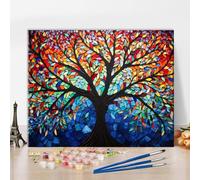 TISHIRON Tree of Life Paint by Numbers, Colorful Tree Paint by Number for Adults, Painting by Numbers, DIY by Number Kits, Easy Numbers Painting Canvas Arts for Adults, 40x50cm