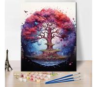TISHIRON Tree of Life Paint by Numbers for Adults, DIY Acrylic Paint by Numbers Kits on Canvas Abstract Tree, Painting by Numbers Kit Plants, Acrylic Painting Art Crafts 16"x20"(Frameless)