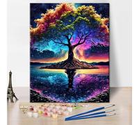TISHIRON Tree Paint by Numbers for Adults - Tree of Life Paint by Number on Canvas, DIY Fantasy Trees Oil Painting for Gift Home Wall(16x20 Inch, Without Frame)