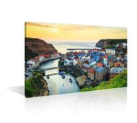 TISHIRON UK Natural Landscape Home Decor Staithes Sunrise Yorkshire UK Wall Art Posters and Prints 1 Pieces Natural Landscape Pictures House Decor Posters and Prints Framed Ready to Hang (16" Wx24 H)