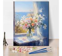 TISHIRON Vase DIY Paint by Numbers for Adults Abstract Adult Paint by Number with Colorful Flowers Elegant Acrylic Paint by Numbers Kits on Canvas Indian Oil Painting for Adults 16"x20"(Frameless)