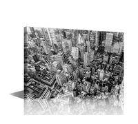 TISHIRON Wall Art 1 Piece New York Skyline Wall Art New York Cityscape at Sunset Wall Decorations for Living Room Modern Artwork Downtown Building Home Decor Framed Ready to Hang 18x12 in