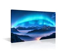 TISHIRON Wall Art for Living Room Aurora Borealis Wall Decorations Northern Lights Canvas Wall Art Aurora Landscape Picture for Bedroom Posters and Prints Framed Ready to Hang (24" Wx36 H)