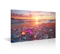 TISHIRON Wall Art for Living Room Beautiful Seascape Home Decor Beach Rock Wall Paintings Wall Decor Art Sunset Over the Sea Pictures 1 Pieces Posters and Prints Framed Ready to Hang 24" Wx36 H