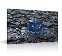 TISHIRON Wall Art for Living Room CPU Concept Bedroom Wall Decor AI Wall Paintings for Office Technology Digital Art Print On Canvas Modern Artwork Stretched and Framed Ready to Hang, 24x16in