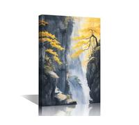 TISHIRON Wall Art for Living Room Landscape Painting Canvas Wall Art Yellow Tree Contemporary Posters and Prints 1 Piece Modern Artwork Ready to Hang for Bedroom Office, 18x12in