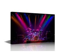 TISHIRON Wall Art for Living Room Musical Instruments Wall Paintings Music Home Decor 1 Piece Drum Kit on Stage in the Spotlight Artwork Framed Ready to Hang Posters and Prints (24''Wx 36''H)
