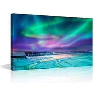 TISHIRON Wall Art for Living Room Natural Landscape Paintings on Canvas Colorful Northern Lights Pictures Modern Artwork Home Decor Posters Prints Framed Stretched Ready to Hang, 16" Wx24 H