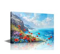 TISHIRON Wall Art for Living Room Seaside Cliff Wall Art Coastal Summer Seascape Paintings Printed Pictures Posters & Prints 1 Panels Modern Artwork Ready to Hang for Bedroom Office 24" Wx36 H