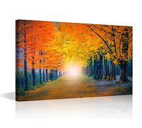 TISHIRON Wall Art for Living Room Tunnel in Autumn Paintings on Canvas Romantic Walkway Pictures Tree Modern Artwork Home Decor Natural Landscape Posters Prints Framed Stretched Ready to Hang 24x16in