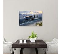 TISHIRON Wall Art for Living Room WWII Airplanes Paintings Military Aircraft Pictures 1 Panel Art Prints Modern Artwork on Canvas Wall Decor Framed Gallery-Wrapped Ready to Hang(16" Wx24 H)