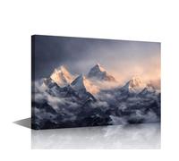 TISHIRON Wall Art Himalayan Misty Night Scenery Pictures Mount Everest Snow Mountain Scenery Poster Canvas Print Picture Modern Minimalism for Living Room Bathroom Gift 1 Piece (12" Wx18 H)
