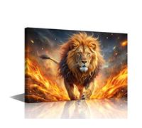 TISHIRON Wall Art Home Decorations for Living Room A Majestic Lion step out Flames Canvas Wall Paintings Animal Pictures for Wall Decor Bedroom Kitchen Dining Room Office Wall Decorations 12x18in