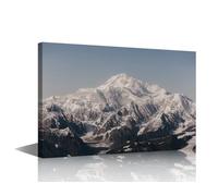 TISHIRON Wall Art Mount McKinley Nature Landscape Pictures Denali Mountain Snow Mountain Scenery Poster Canvas Print Picture for Living Room Bathroom Gift 1 Piece (12" Wx18 H)