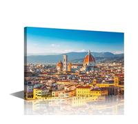 TISHIRON Wall Decor Italy Florence Cityscape Canvas Wall Art Cathedral Modern Artwork for Office Picture Print on Canvas Wall Decorations Framed Ready to Hang for Living Bedroom Home, 24x16in