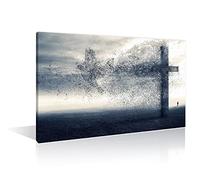 TISHIRON Wall Decor Jesus Cros Canvas Wall Art I Will Live and Not Die Wall Decor for Bedroom 1 Piece Abstract Cross Gravel Pictures Modern Artwork Canvas Painting Framed Ready to Hang (24" Wx36 H)