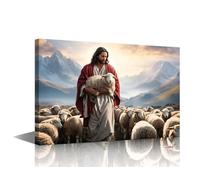 TISHIRON Wall Decor Living Room Christian Jesus Canvas Wall Art 1 Panel Wall Art Framed Art Wall Decor Religious Wall Artwork Lost Lamb Wall Art Home Wall Decor Arts & Crafts, 30x45cm