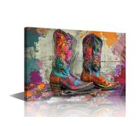 TISHIRON Wall Decor Living Room Revived Leather Boots Artwork Cowboy Boots Paintings 1 Piece Walls Art Framed Wall Decor Modern Artwork Canvas Art Contemporary Home Decoration Gift, 30x44cm