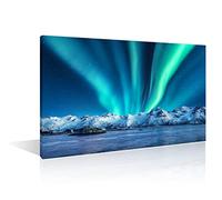 TISHIRON Wall Decorations for Living Room Aurora Borealis Canvas Wall Art Lofoten Islands Norway Room Decor 1 Piece Northern Lights Home Decor Wall Painting Framed Ready to Hang (24" Wx36 H)