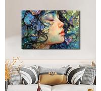 TISHIRON Wall Decorations for Living Room Face Painting Art Prints Dream Concept Posters Women Wall Art Canvas Room Decor Family Wall Decor Stretched and Framed Ready to Hang, 60x90cm