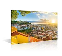 TISHIRON Wall Decorations for Living Room Lisbon Portugal Cityscape Canvas Wall Art 1 Panel Lisbon Portugal Home Decor Portugal Skyline Home Decor for Living Room Framed Ready to Hang (12''Wx18''H)