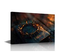 TISHIRON Wall Decorations for Living Room The Thorns Crown of Jesus Home Decor Holy Bible Wall Paintings Jesus Christ Wall Decor Art 1 Piece Posters and Prints Ready to Hang (16''Wx 24''H)
