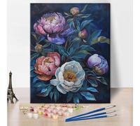 TISHIRON Watercolor Flowers Paint by Numbers for Adults Beginner Big Flowers in Full Bloom DIY Paint by Number Kits Flower Oil Hand Painting Kits Art Crafts for Home Wall Decor 16"x20" Frameless