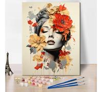 TISHIRON Watercolor Painting by Number Kits On Canvas, Floral Female Portrait Paint by Numbers for Adults Beginner, Without Frame DIY Oil Painting, Home Wall Decor 16x20 inch
