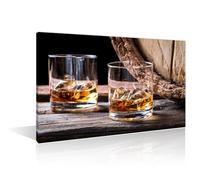 TISHIRON Whiskey with Ice Framed Wall Art Old Wine Pictures Wall Prints 1 Panels Wine Art Posters for Men Bar Canvas Wall Art Prints for Wall Decor Stretched and Framed Ready to Hang (12" Wx18 H)