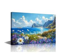 TISHIRON Wildflower Landscape Painting Canvas Prints Seascape Art Print Posters Wall Art Paintings Stretched Pictures for Living Room Modern Home Decor Framed Wall Art Decorations 16" Wx24 H