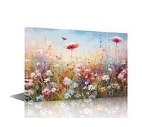 TISHIRON Wildflowers Wall Art for Bedroom Blooming Floral Canvas Painting Bloom Plant Large Wall Art for Living Room Contemporary Home Decor 1 Panels Stretched on Wooden Frame, 36x24in