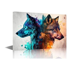 TISHIRON Wolf Wall Art 1 Piece Wildlife Pictures Canvas Print Animals Artwork for Home Walls Framed Painting for Bedroom Office Decorations, 24x16in