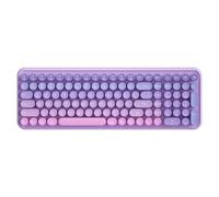 TISHLED Typewriter Keyboard Wireless 2.4GHz Rechargeable Membrane Gaming Keyboard Linear Mechanical-Feel Switch Compact 106-Key with Numpad Retro Round Keycaps Ergonomic for Win/Mac, Purple
