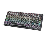 TISHLED Typewriter Style Mechanical Gaming Keyboard with Volume Knob Rainbow LED Backlit Compact TKL 82-Key NKRO Clicky Blue Switches Hot Swappable Retro Steampunk Round Keycaps Wired USB, Black