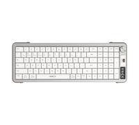 TISHLED Wireless Keyboard with Volume Knob, 2.4G+Bluetooth Multi-Device Keyboard USB-C Rechargeable, Compact 99-Key with Number Pad, Comfortable Scissor Switches for Win/Mac, White